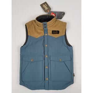 NWT Howler Bros Kid Youth Medium Rounder Vest 3502 Blue British Khaki Corduroy